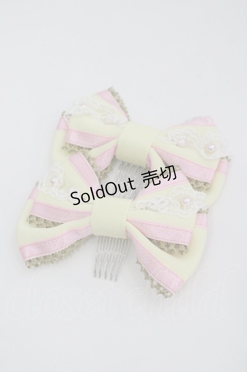画像1: Angelic Pretty / Dreamリボンパールコーム  イエローＸピンク I-26-04-30-032-AP-AC-SA-ZI (1)
