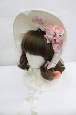 画像1: BABY,THE STARS SHINE BRIGHT / Juno’s Bouquet 乙女の誓い 柄ボンネット  生成り I-26-04-30-046-BA-AC-SA-ZI (1)