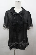 画像1: axes femme / 袖薔薇刺繍ブラウス L クロ I-26-05-02-048-AX-BL-SA-ZI (1)