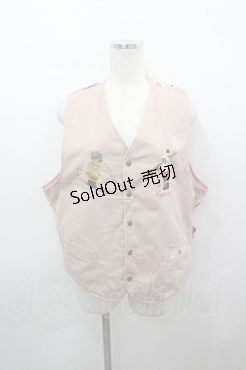 画像1: Karl Helmut / くまさんスキー刺繍ベスト  ピンク I-26-05-02-060-EL-TO-SA-ZY (1)