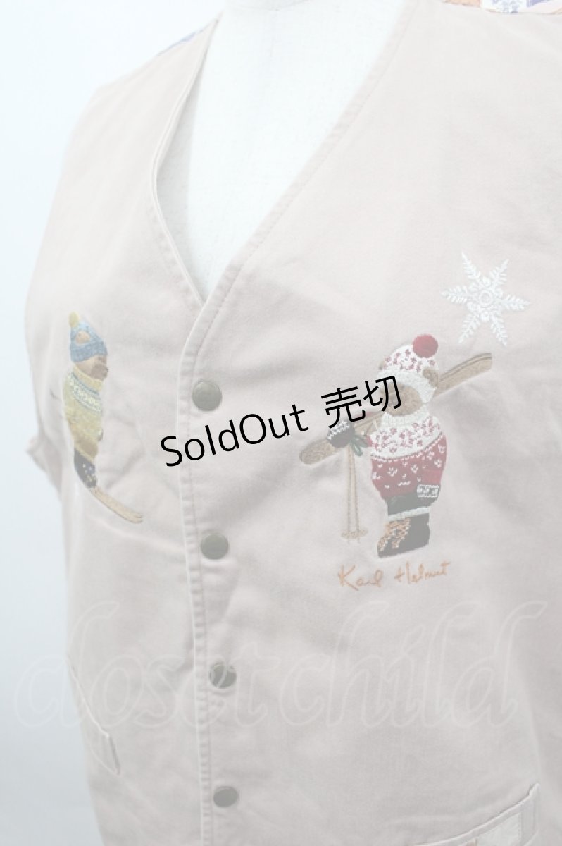 画像2: Karl Helmut / くまさんスキー刺繍ベスト  ピンク I-26-05-02-060-EL-TO-SA-ZY (2)