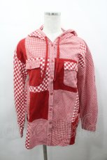 画像1: PINK HOUSE / チェックパーカー付きシャツ  赤Ｘ白 I-26-05-02-062-LO-BL-SA-ZI (1)