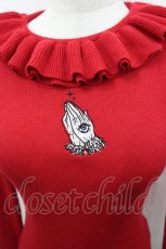 画像2: Romantic Standard / Hand eyeフリルネックニットソー  レッド I-26-05-02-063-LO-TO-SA-ZI (2)