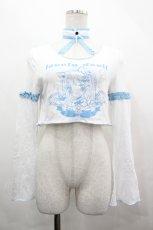 画像1: 歯痛研究中心 Evil Tooh / プリントカットソー  白Ｘサックス I-26-05-02-007-LO-TO-SA-ZI (1)