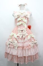画像1: BABY,THE STARS SHINE BRIGHT / Sweet Candy Ribbonジャンパースカート(カチューシャセット)  ピンク I-26-05-02-077-BA-OP-SA-ZI (1)
