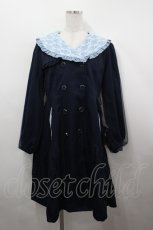 画像1: axes femme POETIQUE / フリル襟ガーリートレンチ M 紺 I-26-05-02-104-AX-CO-SA-ZI (1)