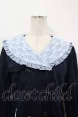 画像2: axes femme POETIQUE / フリル襟ガーリートレンチ M 紺 I-26-05-02-104-AX-CO-SA-ZI (2)