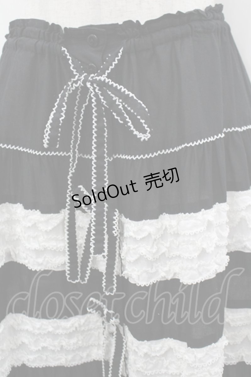 画像2: PINK HOUSE / ローンフリルスカート F 黒×白 I-26-05-02-122-LO-SK-TE-ZI (2)