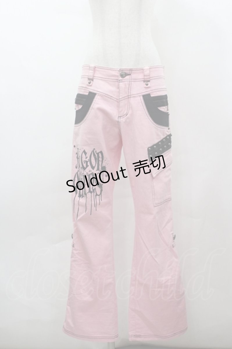画像1: ALGONQUINS / ZIPポケットパンツ  ピンクＸ黒 I-26-05-02-129-AL-PA-SA-ZI (1)