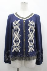 画像1: axes femme / ダイヤリボンニットトップス  ネイビーＸ白 I-26-05-02-020-AX-TO-SA-ZI (1)