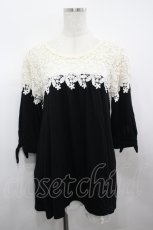 画像1: axes femme / レース使いボーダーチュニック M クロ I-26-05-04-038-AX-TO-SA-ZI (1)