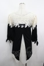 画像2: axes femme / レース使いボーダーチュニック M クロ I-26-05-04-038-AX-TO-SA-ZI (2)