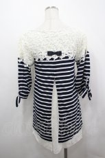 画像2: axes femme / レース使いボーダーチュニック M クロ I-26-05-04-042-AX-TO-SA-ZI (2)