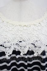 画像3: axes femme / レース使いボーダーチュニック M クロ I-26-05-04-042-AX-TO-SA-ZI (3)