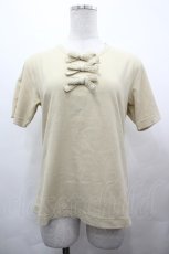 画像1: INGEBORG / 3つリボンパイルTシャツ M ベージュ I-26-05-06-052-LO-TS-SA-ZI (1)