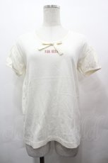 画像1: PINK HOUSE / パフスリーブ襟元リボン&ロゴptTシャツ M アイボリー I-26-05-06-067-LO-TS-SA-ZI (1)