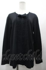 画像1: PINK HOUSE / 胸元リボン&縦フリル長袖Tシャツ L ブラック I-26-05-06-069-LO-TS-SA-ZI (1)
