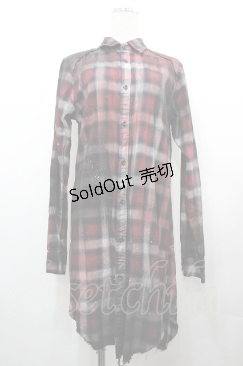 画像1: CIVARIZE / Dusk加工ジップロング長袖チェック 46 赤Ｘ黒チェック I-26-05-06-076-PU-BL-SA-ZI (1)