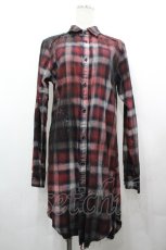 画像1: CIVARIZE / Dusk加工ジップロング長袖チェック 46 赤Ｘ黒チェック I-26-05-06-076-PU-BL-SA-ZI (1)