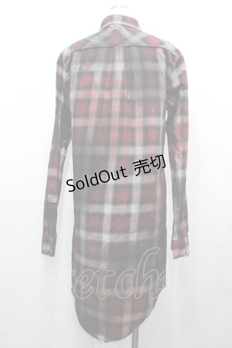 画像2: CIVARIZE / Dusk加工ジップロング長袖チェック 46 赤Ｘ黒チェック I-26-05-06-076-PU-BL-SA-ZI (2)