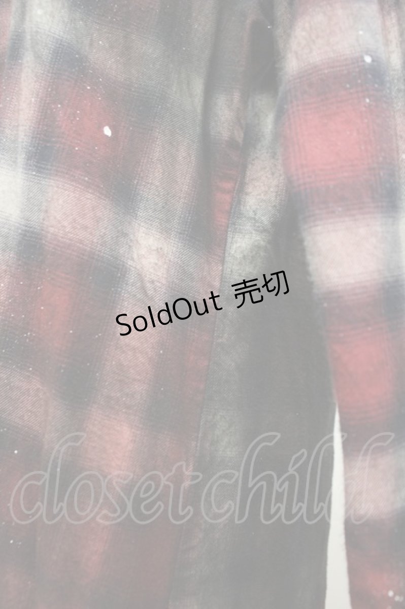 画像3: CIVARIZE / Dusk加工ジップロング長袖チェック 46 赤Ｘ黒チェック I-26-05-06-076-PU-BL-SA-ZI (3)