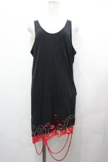 画像1: CIVARIZE / 裾クラッシュデザインロングタンク 46 黒Ｘ赤 I-26-05-06-077-PU-TO-SA-ZI (1)