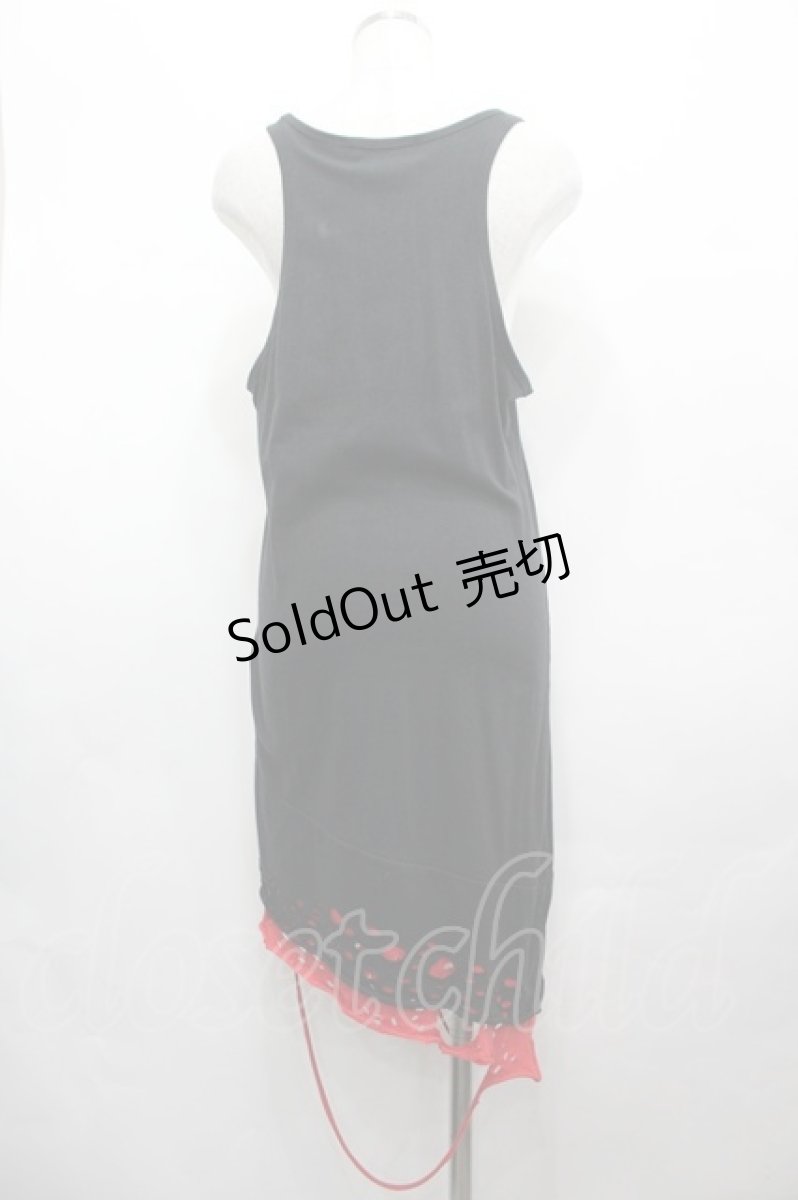 画像2: CIVARIZE / 裾クラッシュデザインロングタンク 46 黒Ｘ赤 I-26-05-06-077-PU-TO-SA-ZI (2)
