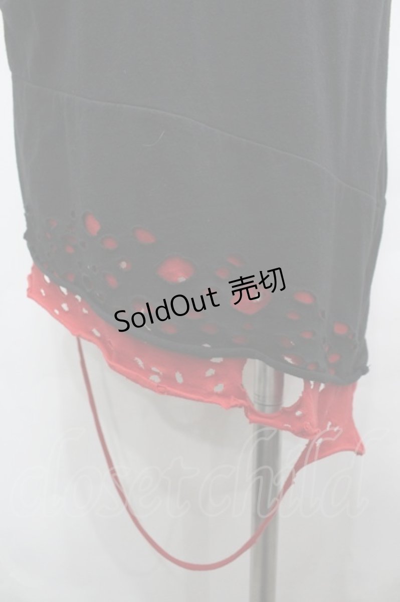 画像3: CIVARIZE / 裾クラッシュデザインロングタンク 46 黒Ｘ赤 I-26-05-06-077-PU-TO-SA-ZI (3)