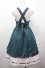 画像2: Amavel / チャイナ風ねこ刺繍ジャンスカ  グリーンＸ白 I-26-05-06-092-CA-OP-SA-ZI (2)