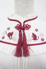 画像3: Amavel / ネコ刺繍入チャイナブラウス  白Ｘ赤 I-26-05-06-001-CA-BL-SA-ZI (3)