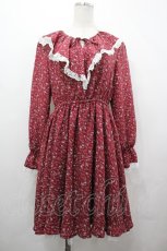 画像1: Fi.n.t / レース使い小花柄ラッフルワンピース  赤 I-26-05-06-104-CA-OP-TE-ZI (1)
