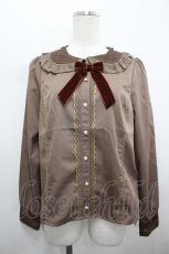 画像1: Chalmiere / チョコレート柄衿ブラウス M モカ I-26-05-06-012-AX-BL-SA-ZI (1)