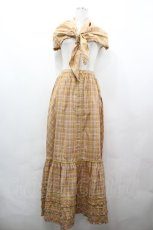 画像1: PINK HOUSE / スカーフ付き裾フリルチェックスカート  イエロー系チェック I-26-05-06-128-LO-SK-TE-ZI (1)