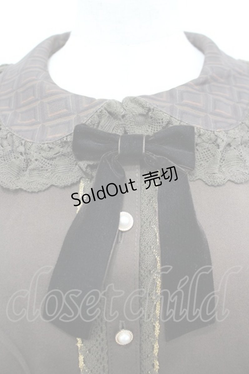 画像3: Chalmiere / チョコレート柄衿ブラウス M 茶 I-26-05-06-013-AX-BL-SA-ZI (3)
