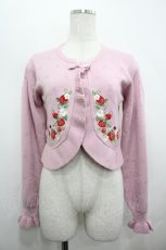 画像1: Chalmiere / いちご刺繍ニットボレロ M ピンク I-26-05-06-016-AX-TO-SA-ZI (1)
