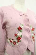 画像3: Chalmiere / いちご刺繍ニットボレロ M ピンク I-26-05-06-016-AX-TO-SA-ZI (3)