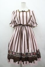 画像1: Chalmiere / ボンボンショコラ柄ワンピース  ピンク I-26-05-08-040-AX-OP-SA-ZI (1)
