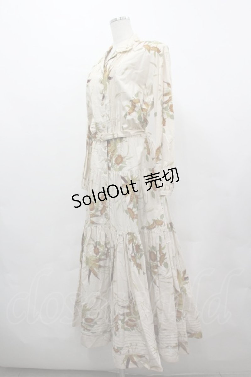 画像4: INGEBORG / ひまわり&とうもろこしプリントワンピース  アイボリーＸブラウンＸグリーン I-26-05-08-058-LO-OP-SA-ZI (4)