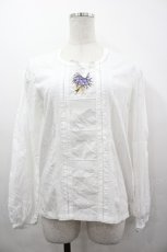 画像1: PINK HOUSE / すみれブーケ刺繍ブラウス  白ｘ紫 I-26-05-08-078-LO-BL-SA-ZI (1)