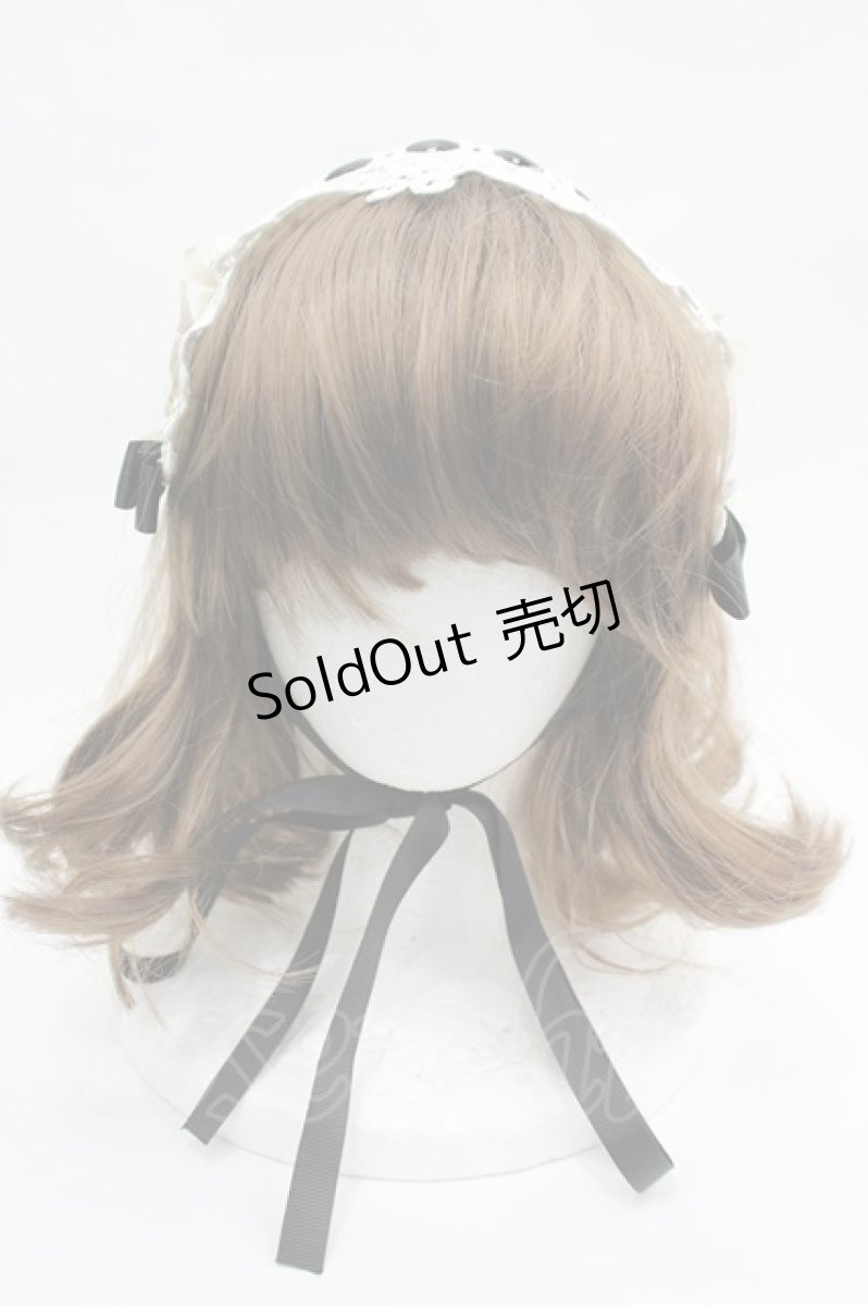 画像2: LOLITAその他(お買取対象外) / フラワーレースリボンヘッドドレス  黒Ｘ白 I-26-05-08-097-LO-ZA-SA-ZI (2)