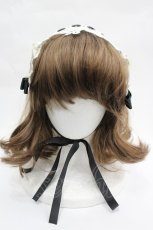画像2: LOLITAその他(お買取対象外) / フラワーレースリボンヘッドドレス  黒Ｘ白 I-26-05-08-097-LO-ZA-SA-ZI (2)