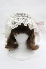 画像2: LOLITAその他(お買取対象外) / レースリボンナイトキャップ  生成りＸピンク I-26-05-08-108-LO-AC-SA-ZI (2)
