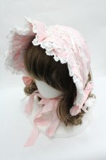 画像1: BABY,THE STARS SHINE BRIGHT / ローズリボンハーフボンネット  ピンクＸ白 I-26-05-08-112-BA-AC-SA-ZI (1)