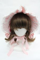 画像2: BABY,THE STARS SHINE BRIGHT / ローズリボンハーフボンネット  ピンクＸ白 I-26-05-08-112-BA-AC-SA-ZI (2)
