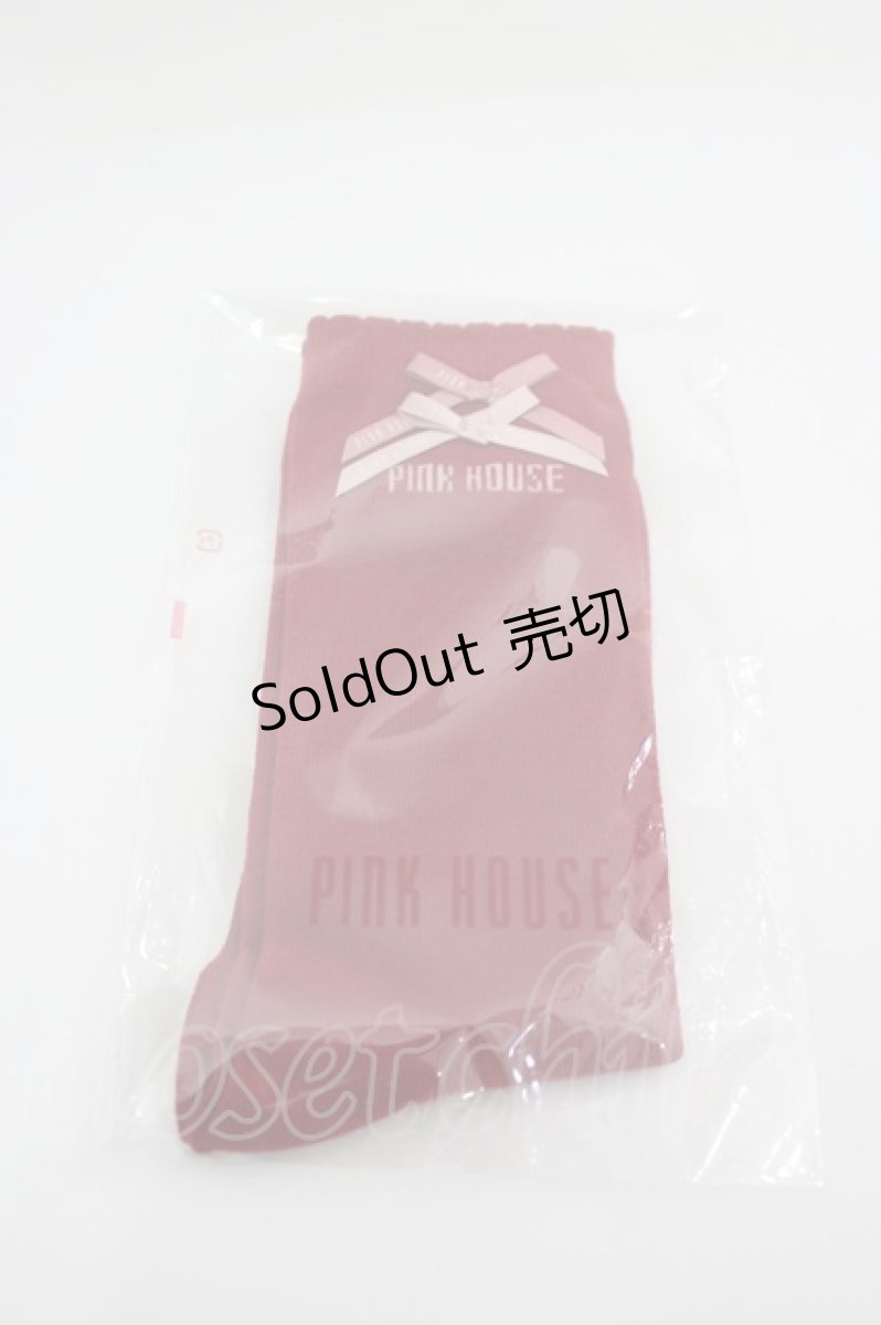 画像1: PINK HOUSE / 配色リボン使いソックス  赤 I-26-05-08-143-LO-ZA-SA-ZI (1)