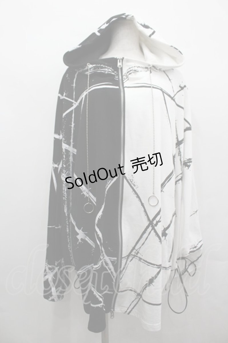 画像1: CIVARIZE / バイカラーポンチョパーカー  白Ｘ黒 I-26-05-08-024-PU-TO-SA-ZI (1)