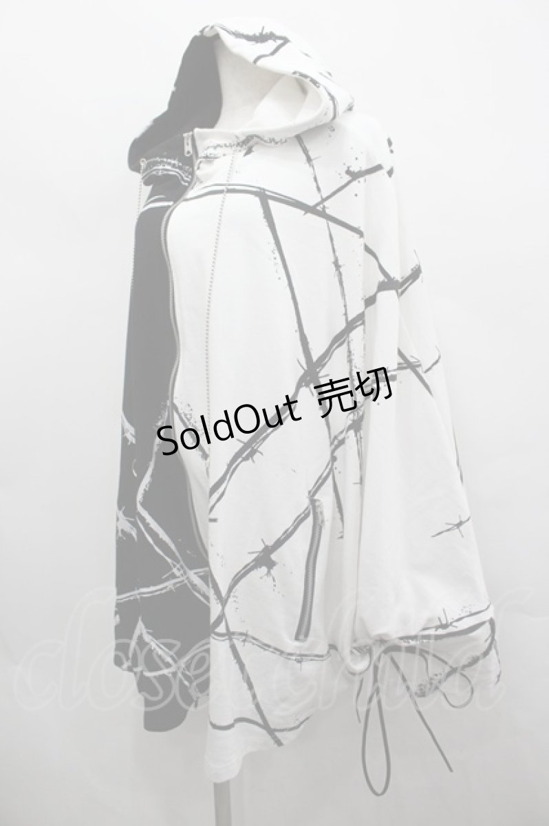 画像2: CIVARIZE / バイカラーポンチョパーカー  白Ｘ黒 I-26-05-08-024-PU-TO-SA-ZI (2)