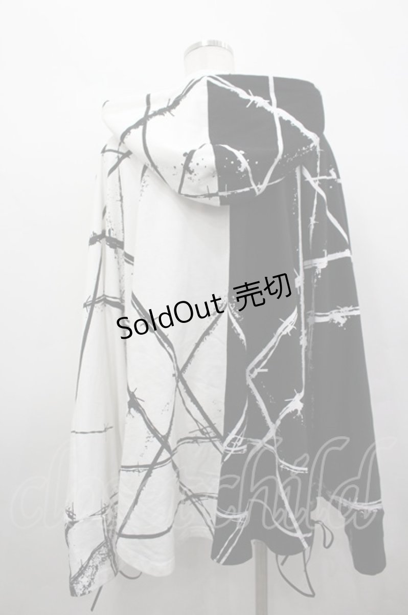 画像3: CIVARIZE / バイカラーポンチョパーカー  白Ｘ黒 I-26-05-08-024-PU-TO-SA-ZI (3)