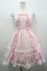 画像1: Angelic Pretty / 編み上げフリルジャンパースカート  ピンクｘ白 I-26-05-08-027-AP-OP-SA-ZI (1)