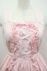 画像2: Angelic Pretty / 編み上げフリルジャンパースカート  ピンクｘ白 I-26-05-08-027-AP-OP-SA-ZI (2)